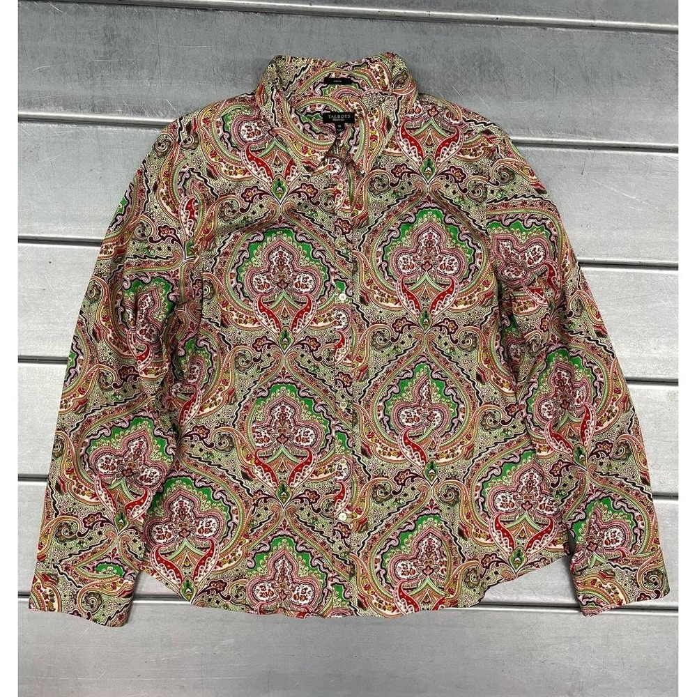 Talbots Button Up Shirt Womens Size 18 Multicolor Paisley Blouse Top - Picture 1 of 8